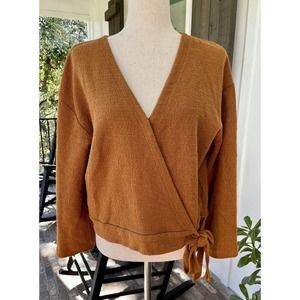 Texture & Thread Madewell Womens Wrap Top Burnt Orange Brown Size Medium